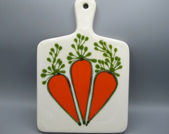 ArdenCraft Ceramic Trivet Carrots Novelty Vintage 60s Serving Hot Plate