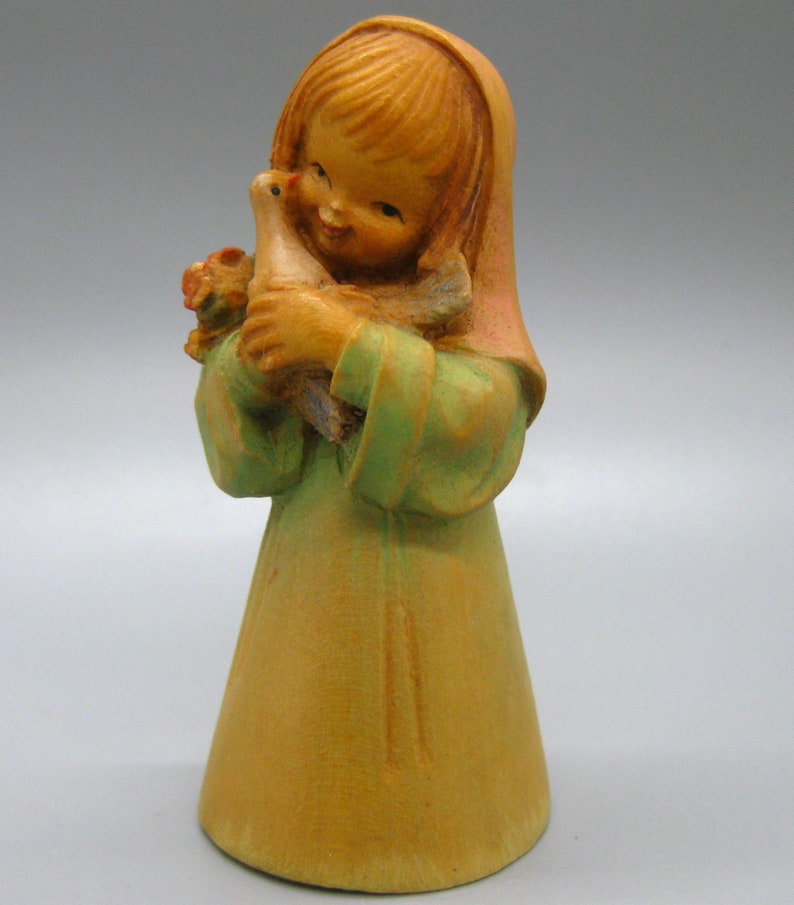 Vintage Anri Juan Ferrandiz Carved Wood Girl with Dove 3 Figurine image 4