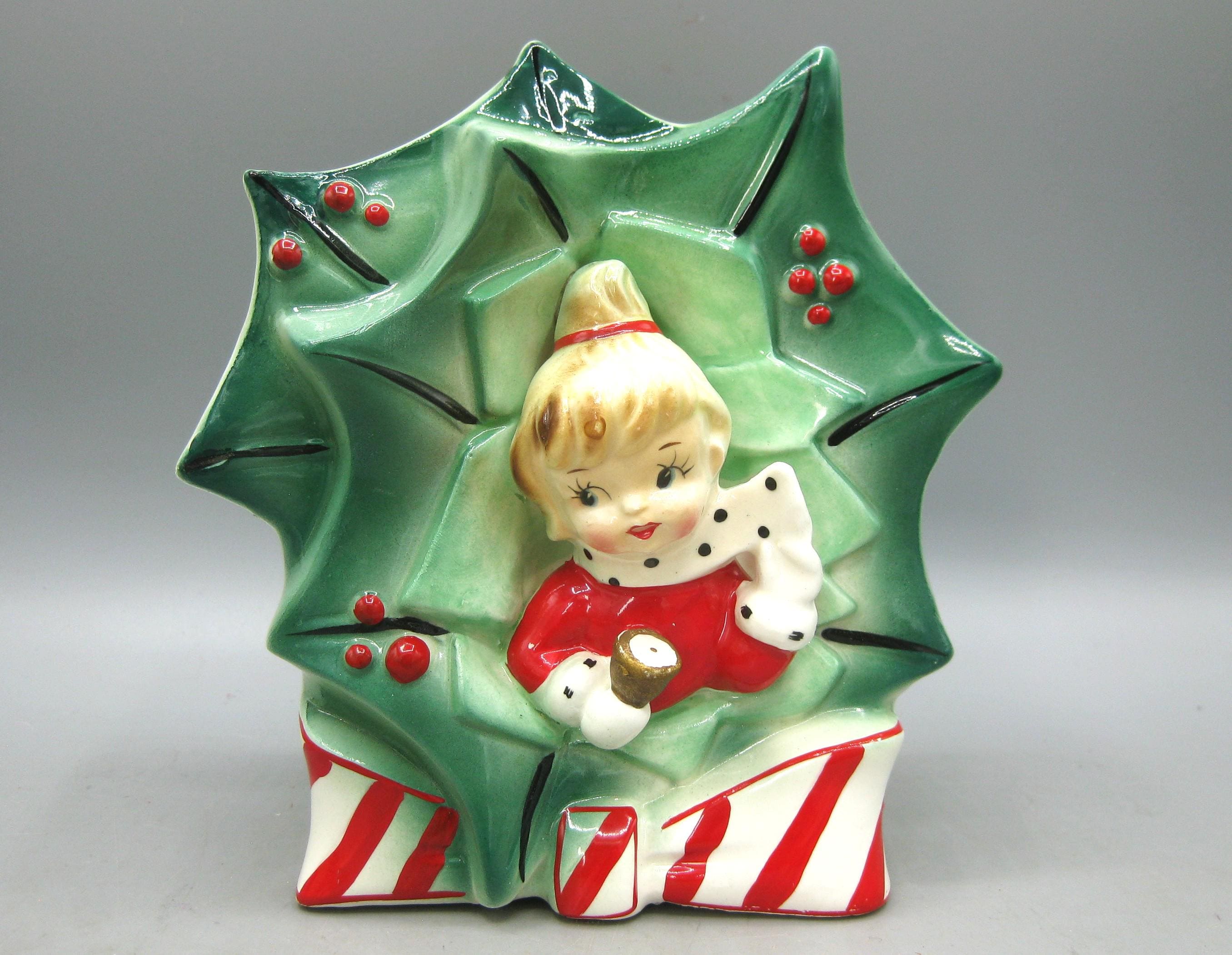 ヴィンテージ　ナプコ社　クリスマスフィギュア　陶器製 Kitsch Christmas Vintage Figurines Napco Redhead Little Girl