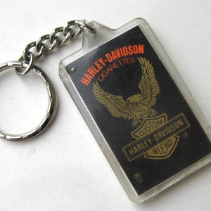 Vintage 90s Harley Davidson Cigarettes Lucite Key Chain Fob Keychain