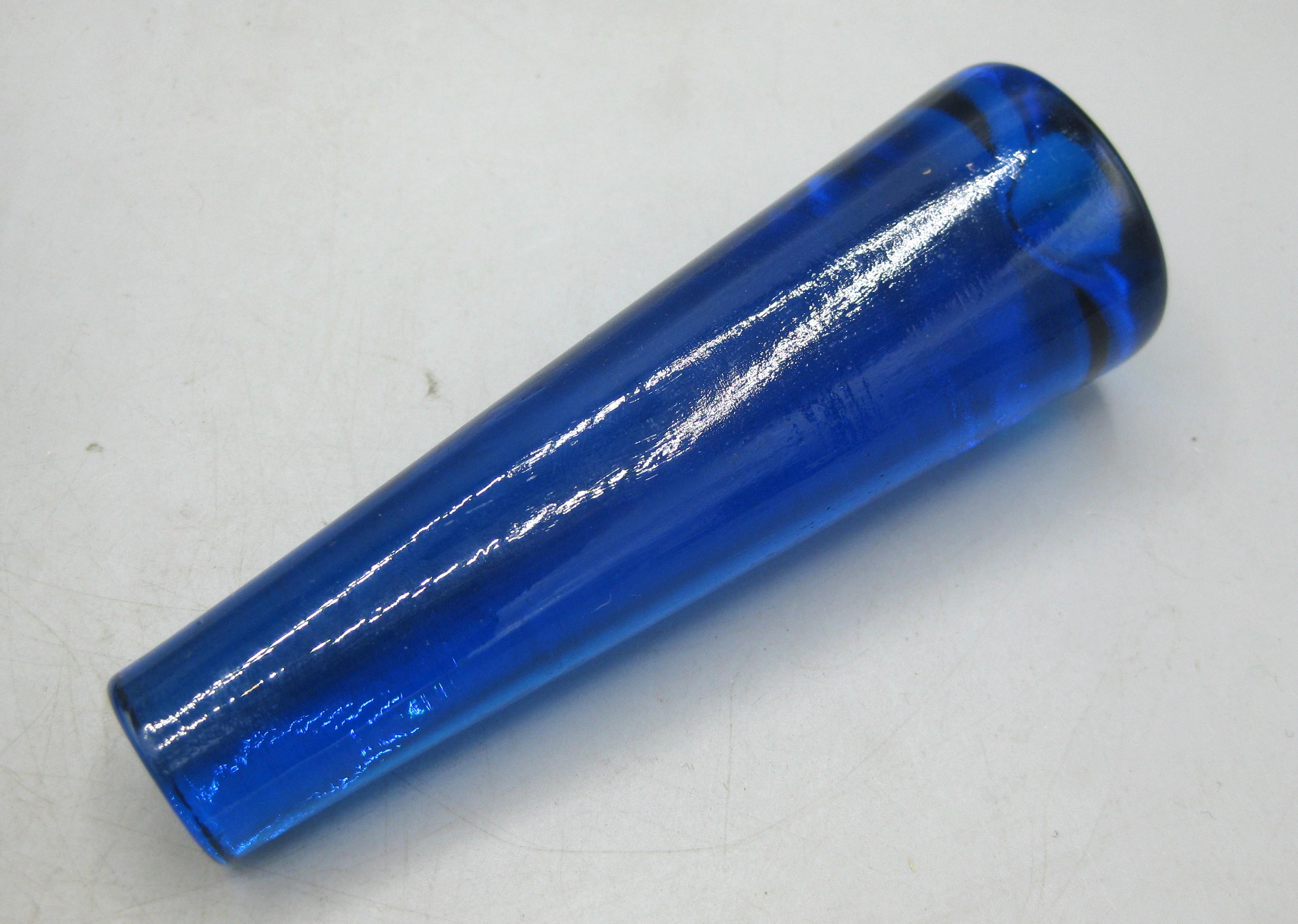 希少なヴィンテージ BLENKO ブレンコガラス 置物 手拭きガラスアメリカ雑貨 Vintage Blenko Handcrafted Glass Vase-Clear Blue w/Black