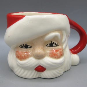 Vintage 50s Santa Claus Ceramic Christmas Party Novelty Mug Cup