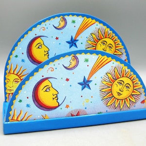 Vintage 90s Celestial Sun Shooting Star Crescent Moon Hallmark Letter Holder Desk Office Organizer Accessory