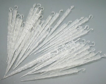 35 Vintage Clear Plastic Twist Icicle Christmas Tree Ornaments