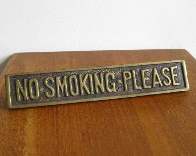 Vintage 80s Brass NO SMOKING PLEASE Desk Display Novelty Sign Etsy