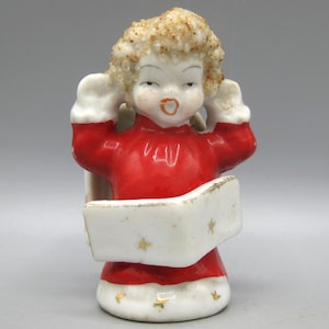 Vintage 50s Porcelain Yelling Christmas Angel Figurine