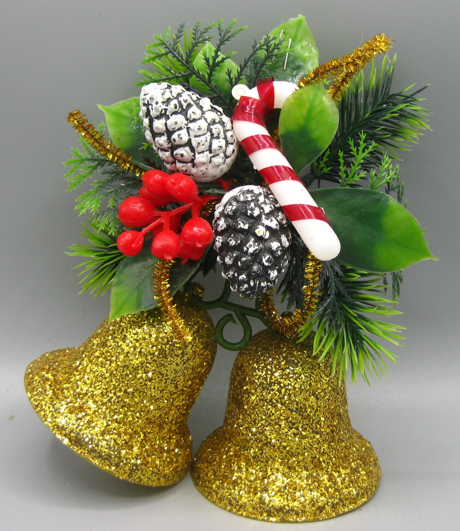 3 VTG Gold Glitter Plastic Christmas Bells, Christmas Bells for Crafting,  Glitter Bells Christmas Wreath Pick, Glitter Bell Ornaments 