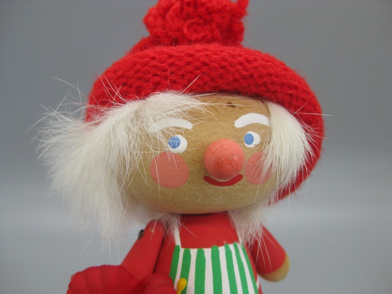 Santa Claus Elf Figurine Vintage Swedish Hand Carved Christmas Mrs