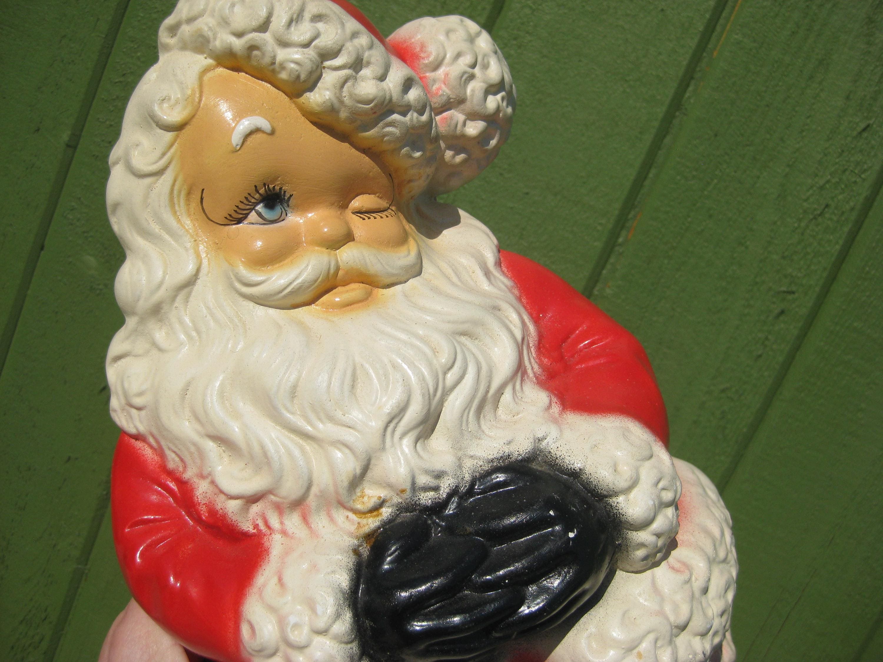 BIG Vintage Chalkware Plaster Santa Claus 14
