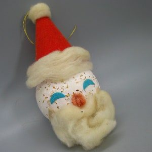 Vintage 50s Putz Mica Composition Santa Claus Spun Cotton  Christmas Tree Ornament