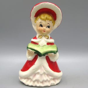 Vintage 50s Napco Lefton Style Ceramic Christmas Caroler Blonde Girl Figurine