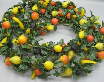 Vintage Plastic Blow Mold Fruit Salad 7' Long Greenery Garland Decoration