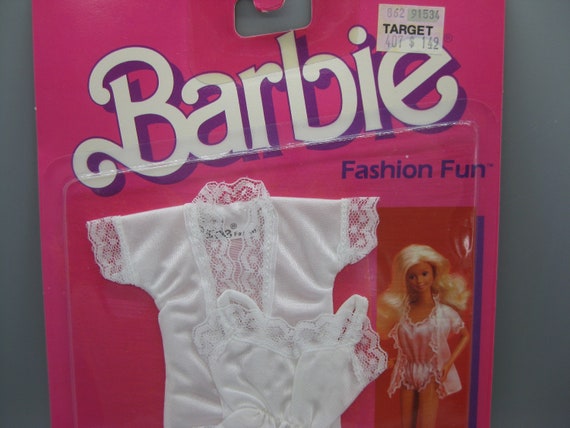 Vintage 80s Mattel Barbie Fashion Fun Doll Clothing 7903 White Lingerie Set  Mint in Package 