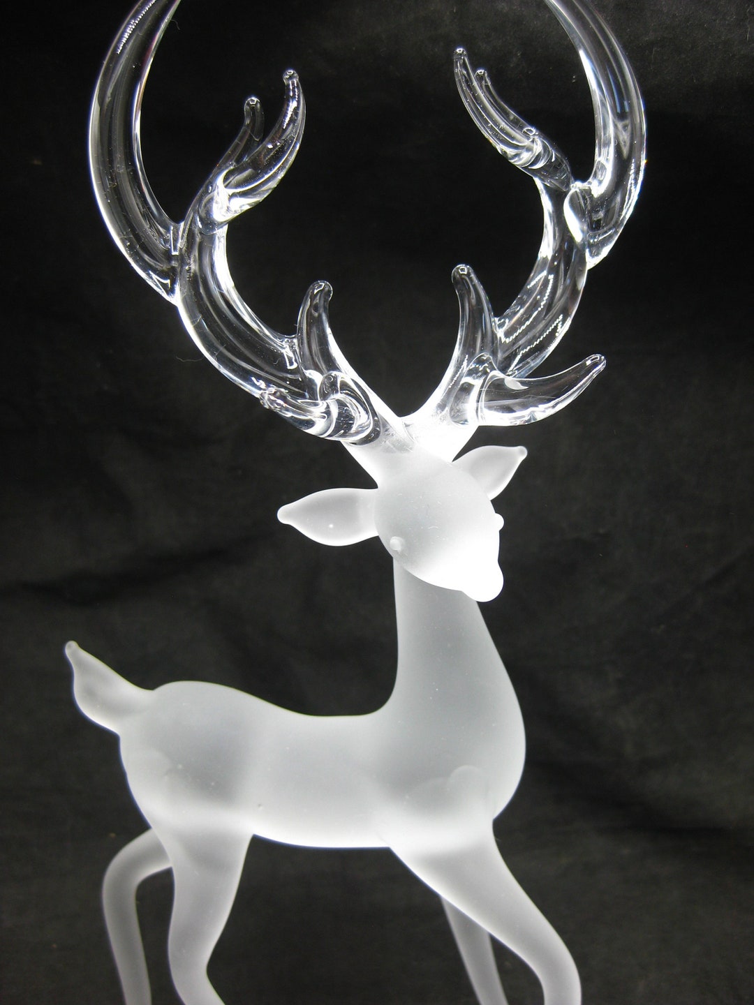 Vintage Frosted Glass Reindeer Christmas Ornament Decoration Etsy