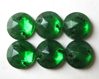 6 piezas vintage de cristal verde esmeralda de 9 mm, redondas, de Enid Collins, para reparar bolsos y joyas.