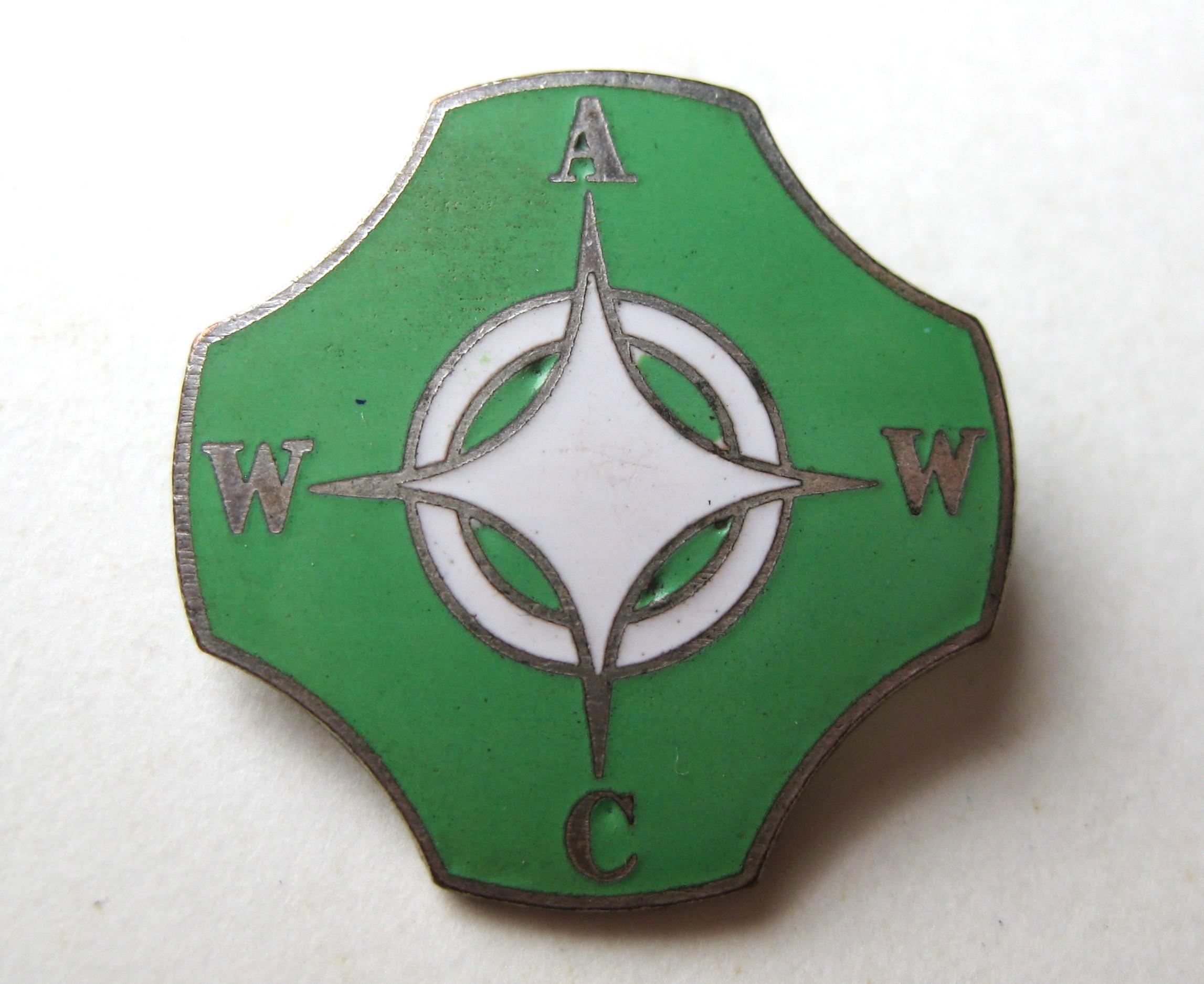 Vintage 40s WWII Women's Army Weather Corps Green Enamel Badge Pin WAWC WAC