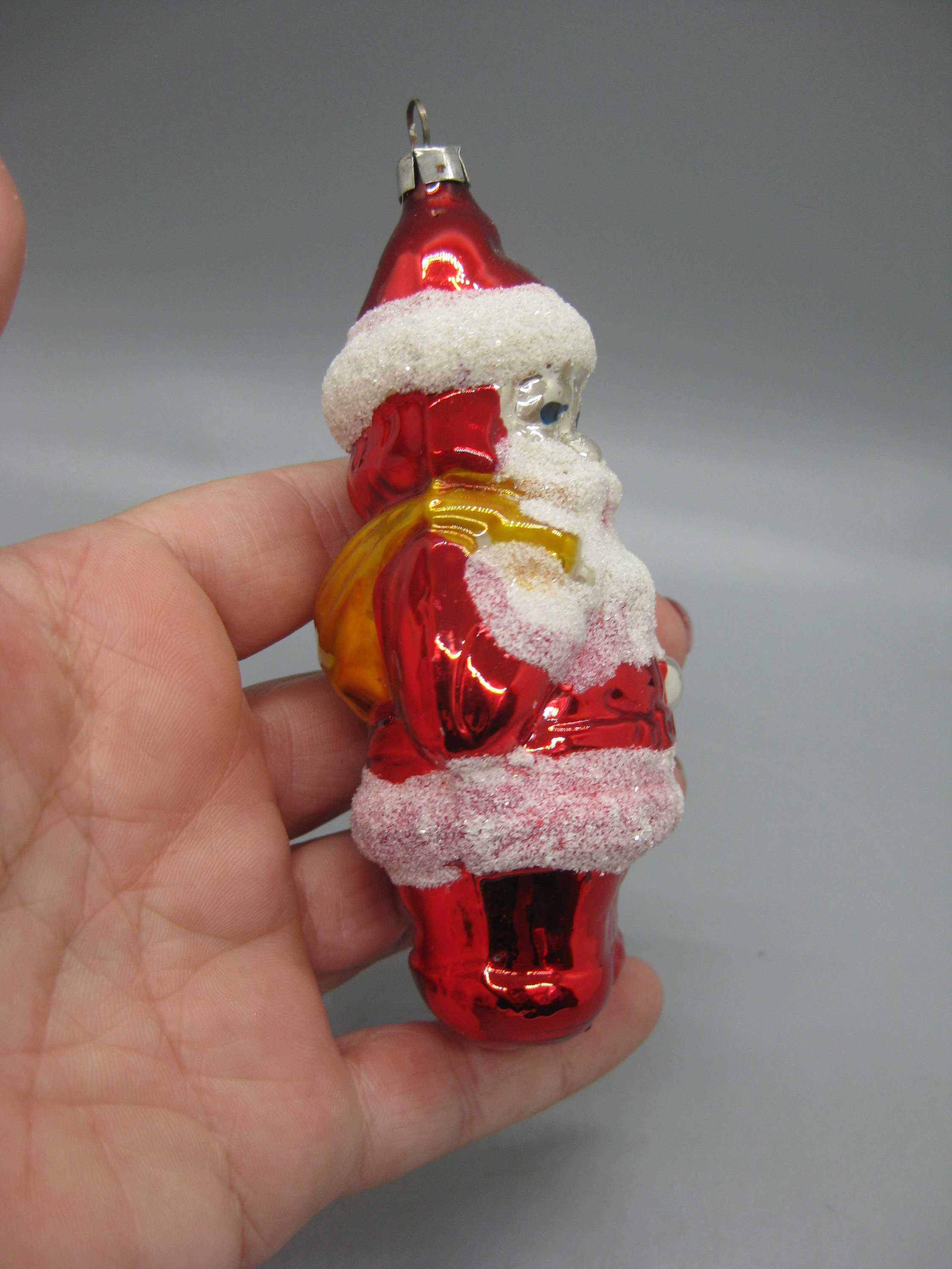 Ancienne Boule De Noël En Verre – Père Noël Vintage – Décoration De Sapin Ancienne