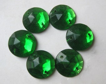 6 joyas vintage de cristal verde esmeralda de 13 mm, redondas, de Enid Collins, para reparar bolsos y joyas.
