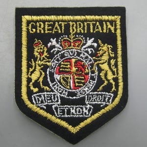 Vintage Great Britain England Embroidered Black Felt Souvenir Jacket Patch