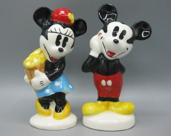 Vintage Mickey Minnie Mouse Walt Disney Keramik Neuheit Salz & Pfefferstreuer