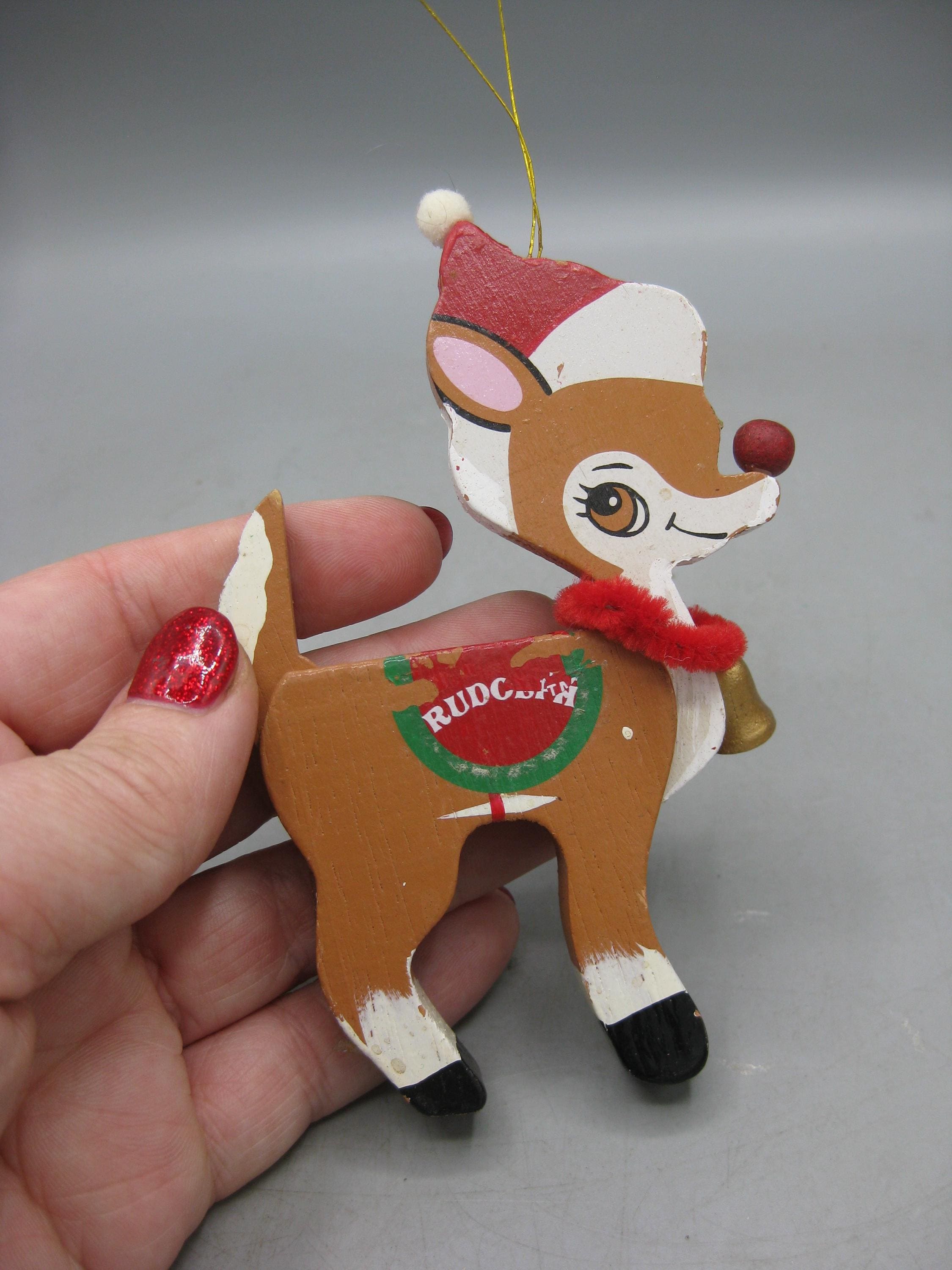 Vintage 1980s Wood Rudolph the Red Nosed Reindeer Christmas Tree ...