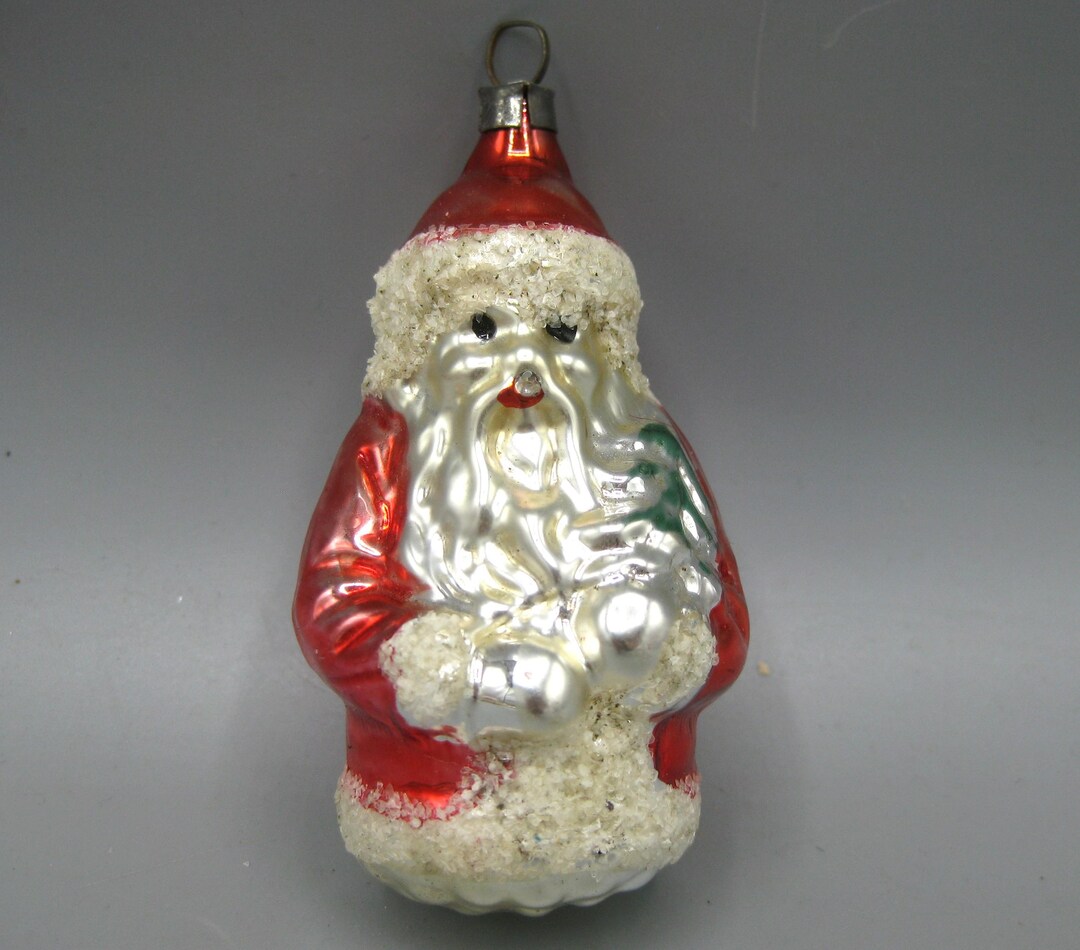 Vintage West German Hand Blown Glass Santa Claus Father Christmas Mica ...