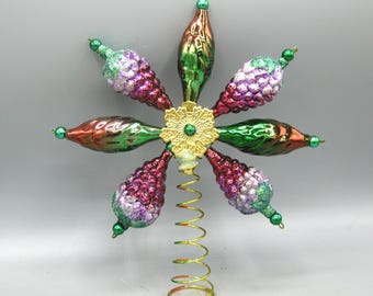 Vintage Glass Glitter Fruit Grapes Christmas Star Tree Topper