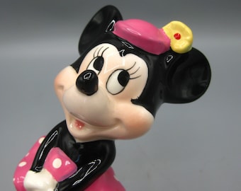 Statuetta in ceramica vintage Walt Disney Productions di Minnie Mouse