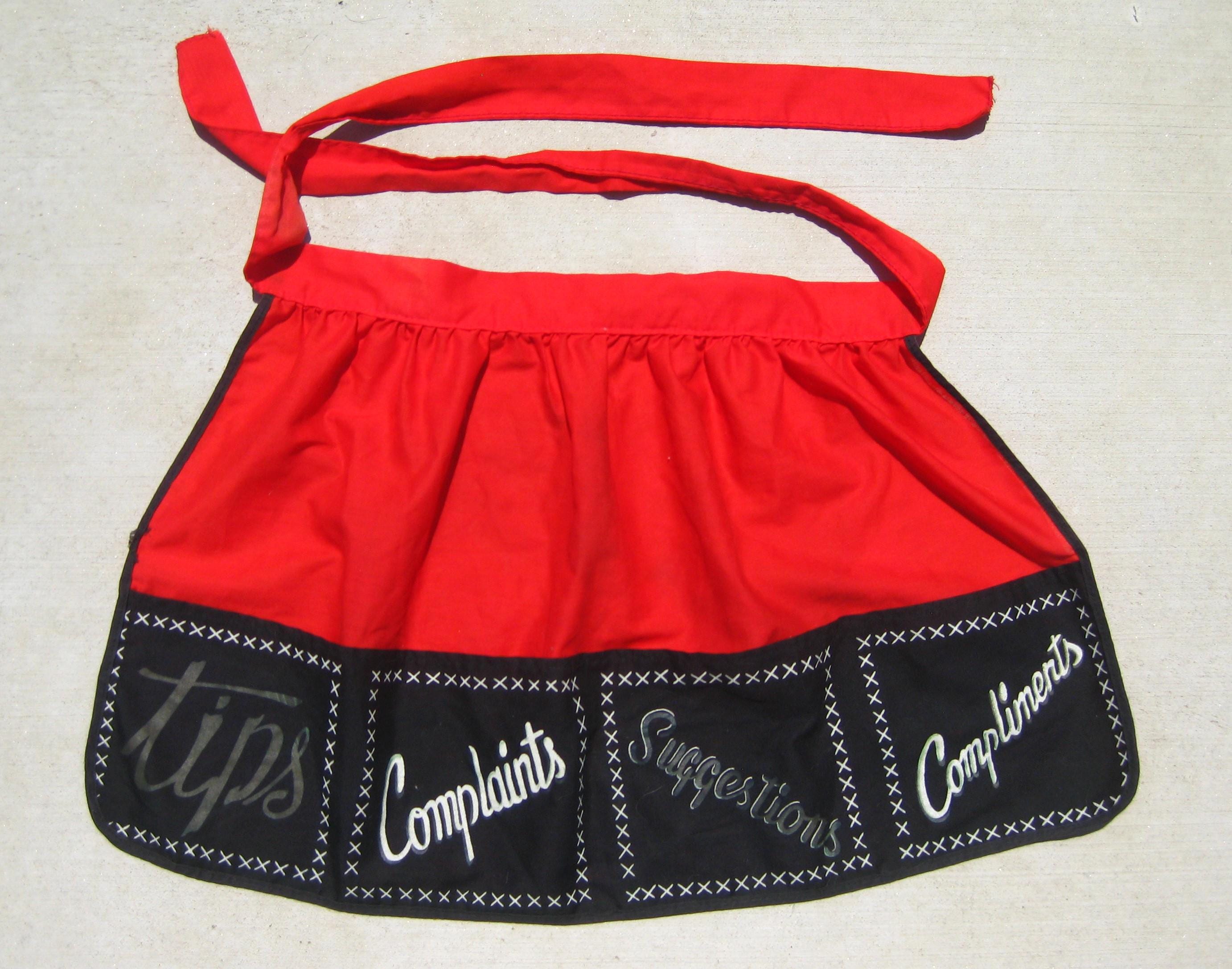 Vintage 50s Diner Waitress Tips Compliments Novelty Print Kitchen Apron