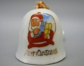 Miniature Porcelain Bell Merry Christmas Vintage Santa Claus Bell