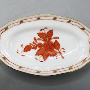 Vintage Herend Hungary Chinese Bouquet Rust Small Porcelain Tray Dish