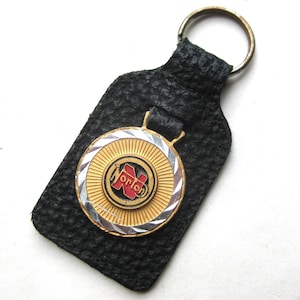 Vintage 70s Norton Leather Enamel Logo Motorcycle Keychain Key Chain Fob