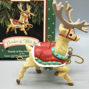 1992 Hallmark Santa Reindeer Ornaments - Etsy