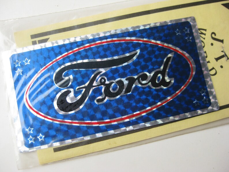 Vintage 70s FORD Reflective Vinyl Decal Car Window Bumper Sticker