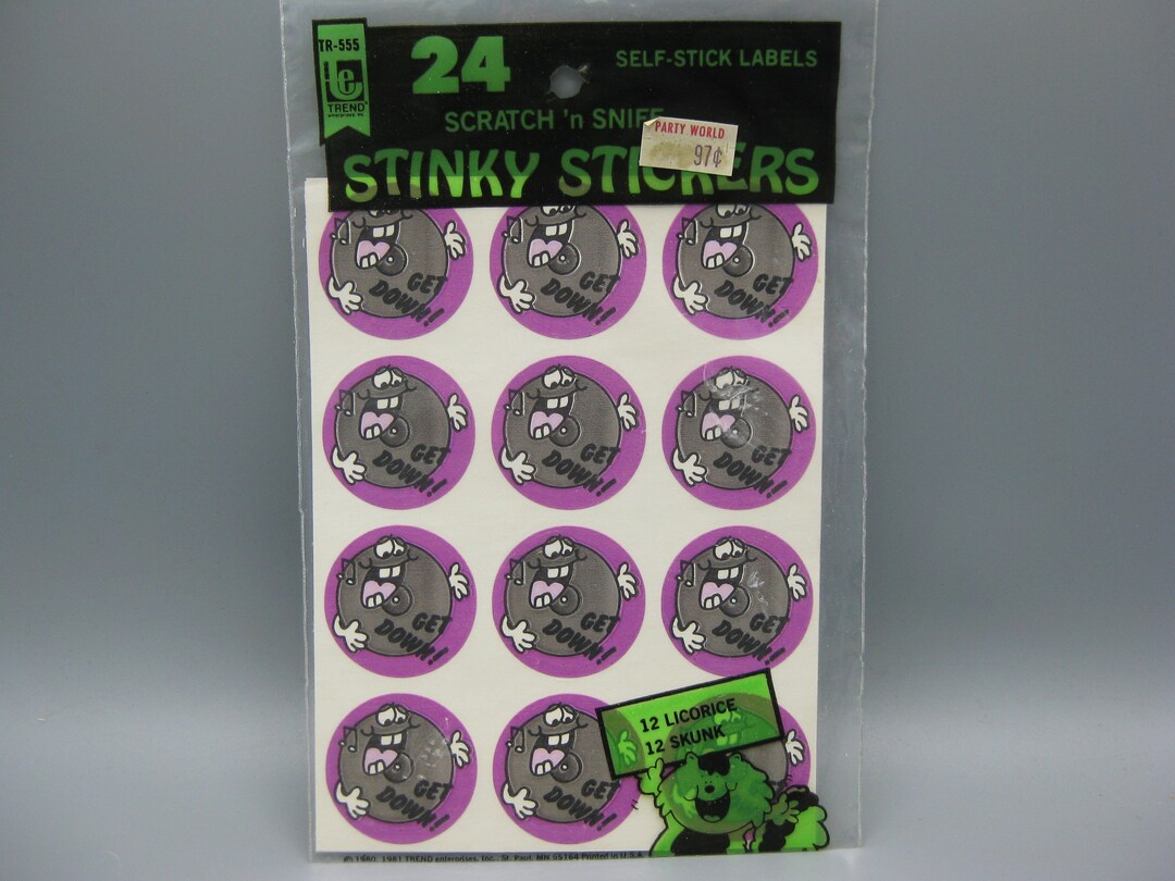 24 Vintage 1981 Trend Scratch & Sniff Stinky Stickers Licorice and