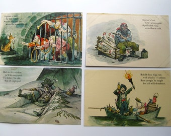 4 cartoline vintage di Disneyland Pirati dei Caraibi degli anni '60 Marc Davis Art New Orleans Square