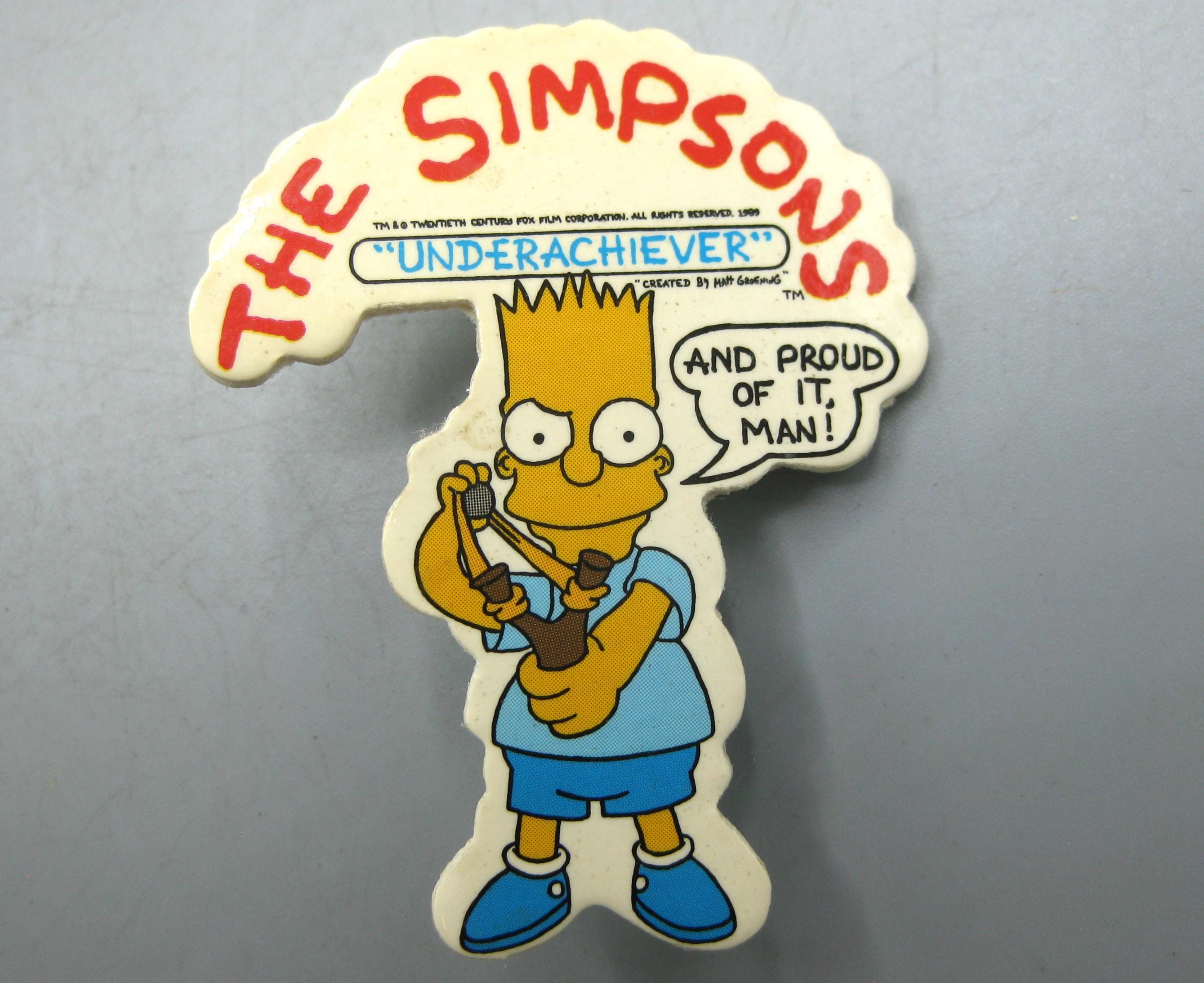 Vintage 1989 the Simpsons Bart Simpson Underachiever Die Cut Pin