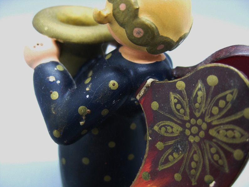 Vintage Erzgebirge Wendt /& Kuhn German Wood Figural Christmas Angel Candle Holder