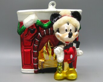 Décoration de Noël vintage Disney Mickey Mouse cheminée, bonnet de Noel en verre soufflé