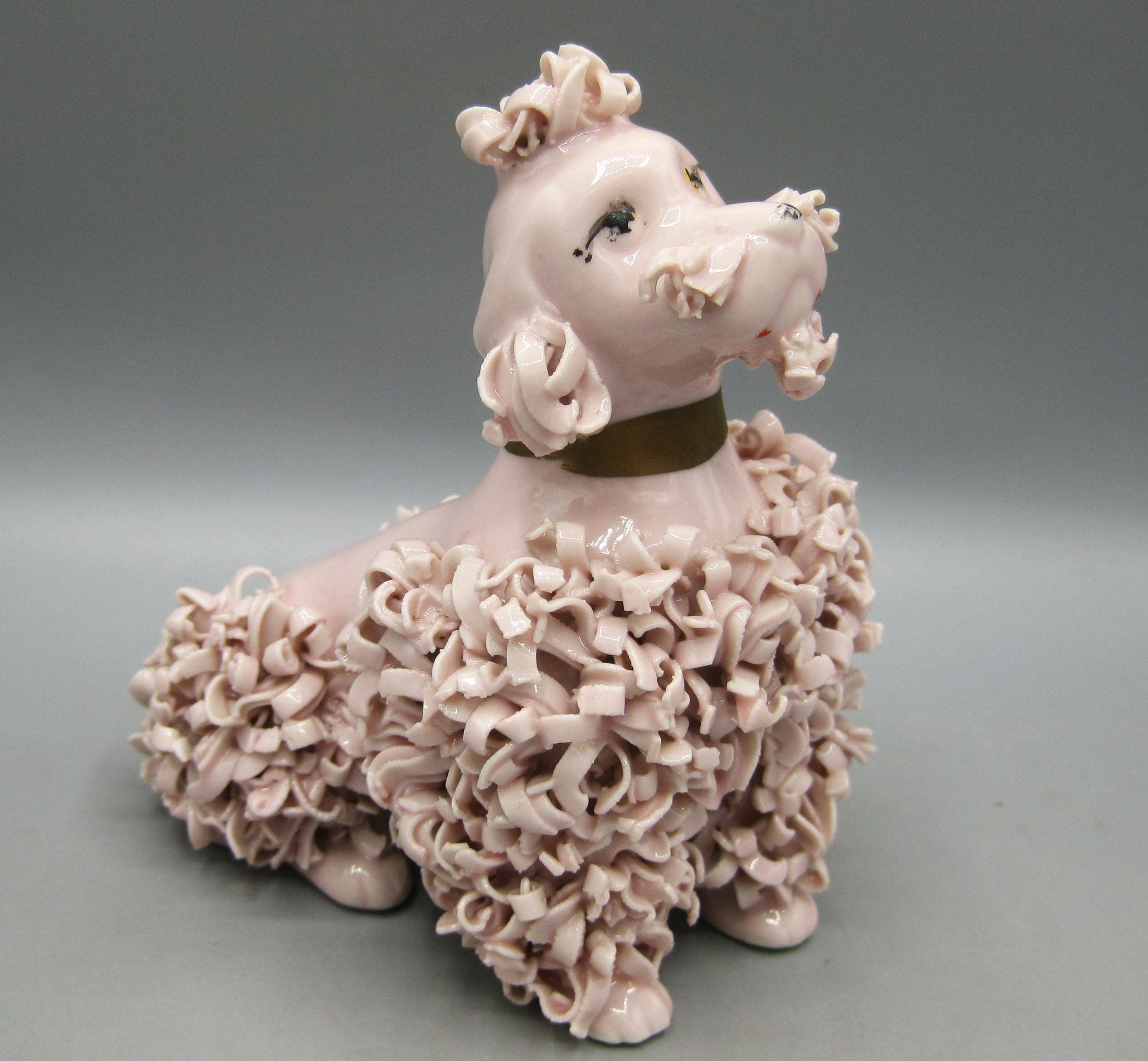 ヴィンテージ 50年代 ピンク 磁器 スパゲッティ フレンチプードル 犬