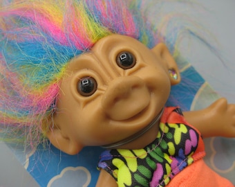Vintage Rainbow Troll Bright of America Doll on Original Card