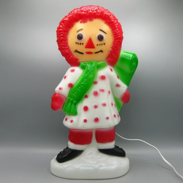 Vintage 70s Empire Plastic 15" Blow Mold Raggedy Ann Tabletop Electric Light Christmas Lamp