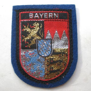 Vintage Bayern Bavaria Germany Coat of Arms Embroidered Souvenir Jacket Patch Travel Badge Applique