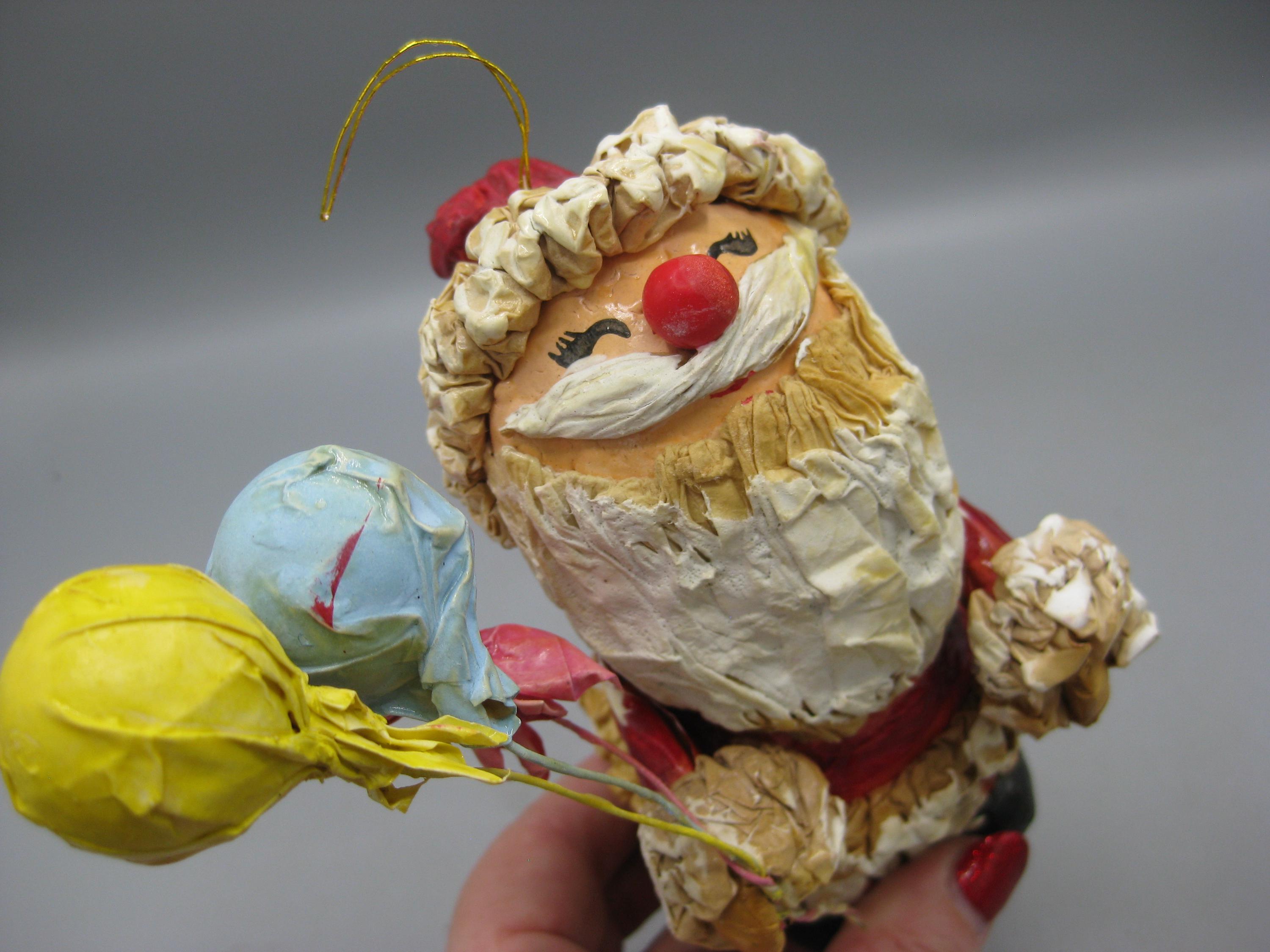 70年代ヴィンテージ紙張り子サンタクロースクリスマスオーナメント大型