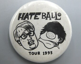 Vintage 90s Peter Bagge Daniel Clowes Hateball Tour 1993 Pin Button Pinback