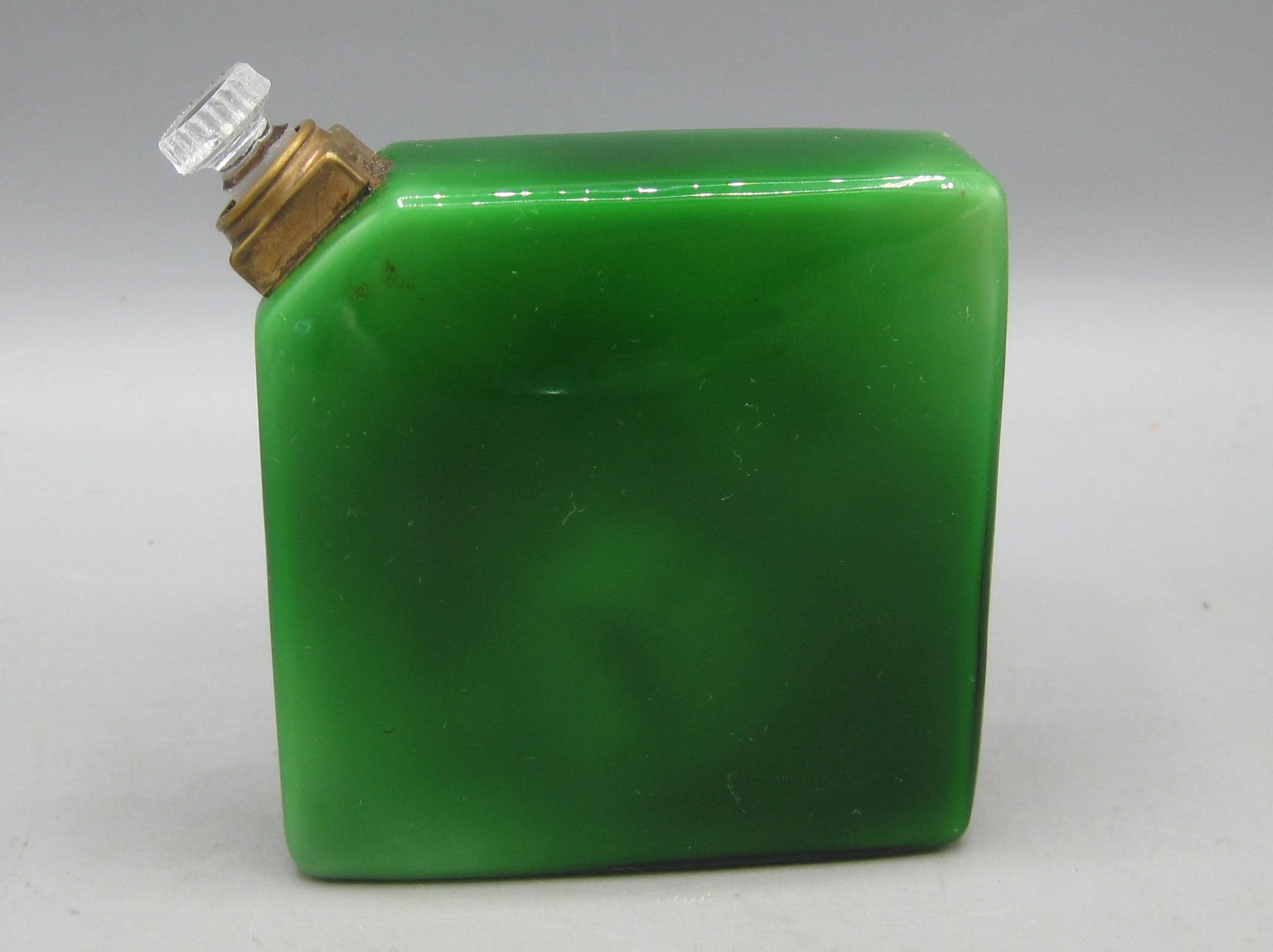 Vintage 1925 Ybry Femme de Paris Baccarat Green Cased Glass Square Perfume Bottle