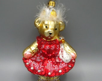 Christopher Radko Muffy VanderBear Swan Lake Glass Bear Christmas Ornament