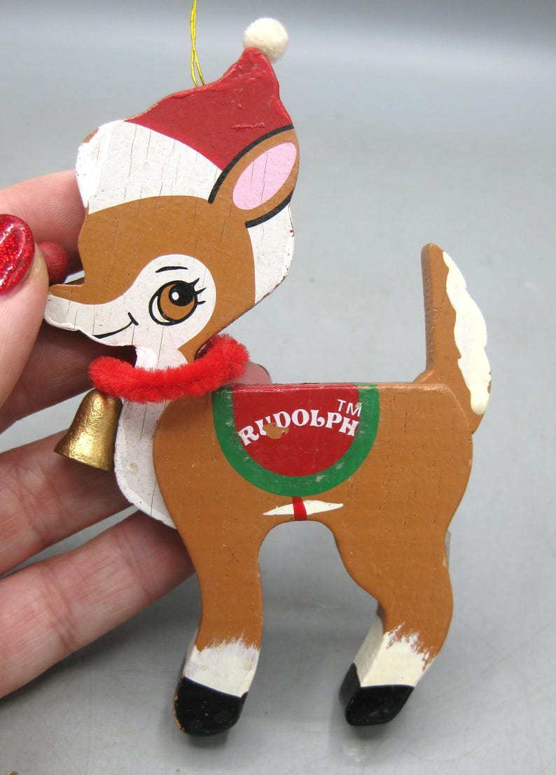 Vintage 1980s Wood Rudolph the Red Nosed Reindeer Christmas Tree ...