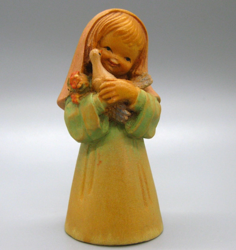Vintage Anri Juan Ferrandiz Carved Wood Girl with Dove 3 Figurine image 2