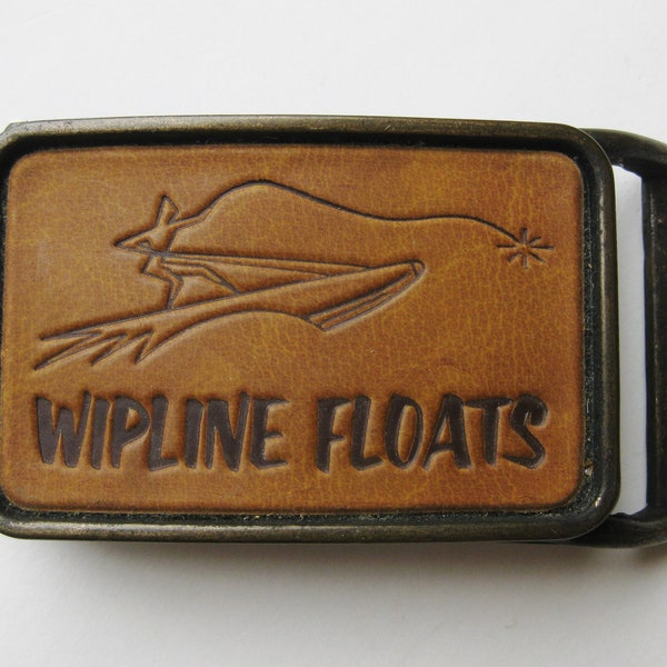 Vintage Wipline Schwimmt Flugzeug Flugzeug Messing & Leder Gürtelschnalle